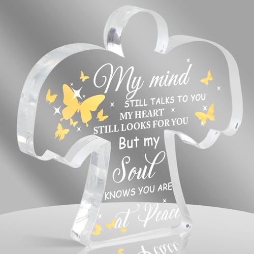 Condolence Gifts, Remembrance Gifts, Angel Acrylic Desk Sign, Grieving Gift with Sympathy, Condolence Sentimental Gifts, Memorial Bereavement Sympathy Gifts for Loss of Loved One - style: 007