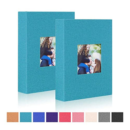 Ywlake Photo Album 4x6 100 Pockets 2 Packs, Small Mini Capacity Linen Photo Album Bulk Sets, Each Pack Holds 100 Top Loader Vertical Only Picture for Kids Boy Girls Teal - color: Teal, size: 100 Pockets/2PK
