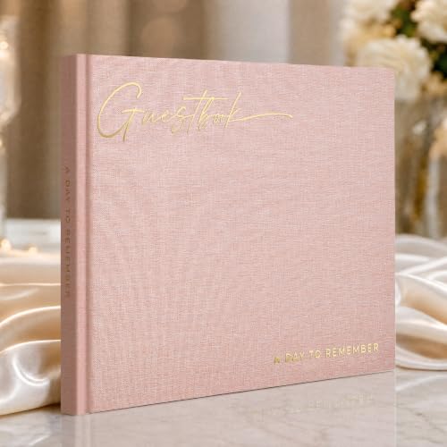 Beautiful Wedding Guest Book for Your Wedding Reception w/ Polaroid Photos | Simply Elegant Guestbook to Sign in and Add Photos - The Perfect Baby Shower Guest Book for the Special Day - color: Pink