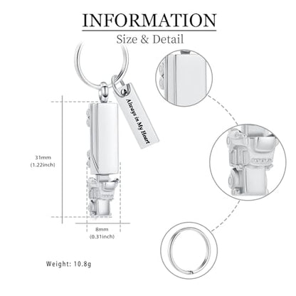 Imrsanl 18 Wheeler Semi Truck Urn Keychain for Ashes for Men Women Memorial Pendant Key Ring Cremation Jewelry Keepsake - color: Customize