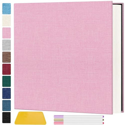 Zesthouse Photo Album Self Adhesive Pages, 60 Pages Magnetic Scrapbook Albums with Sticky Page, Photos Album Holds 8x10 & 5X7 & 4x6 & 6x8 & 3x5, Large Picture Book Ideal Gift for Family Wedding Baby - color: Pink, size: 11"x10.6"/White 60 Pages