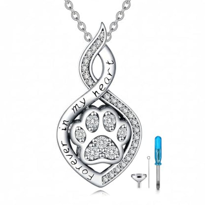 Butterfly/Dragonfly/Pet Paw/Tree of Life/Maple Leaf/Cross Urn Necklace for Ashes 925 Sterling Silver Cremation Pendant Jewelry Gifts for Women Mom - color: Paw-April