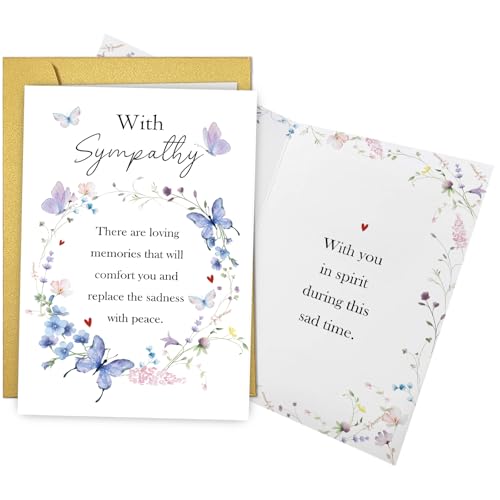 Qiliji Sympathy Card for Him Her, Condolence Cards, Bereavement Cards, Sympathy Cards for Loss of Loved One, Mom, Dad, Husband, Wife, Child, Sister, Brother, Beloved Pet Dog or Cat - color: Sympathy