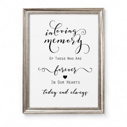 in Loving Memory Memorial Table Print: 8 x 10 Inch Unframed