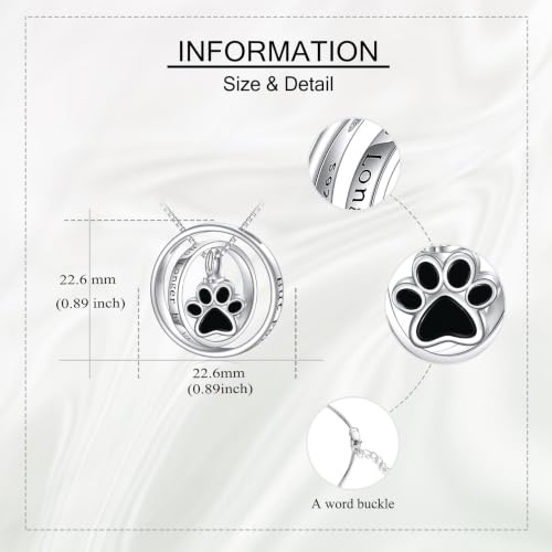 ONEFINITY Urn Necklace for Ashes 18k White Gold Plated Sunflower/Paw Print/Opal Urn Locket Necklace Cremation Jewelry Memorial Keepsake Jewelry Gifts for Women - style: Paw Print