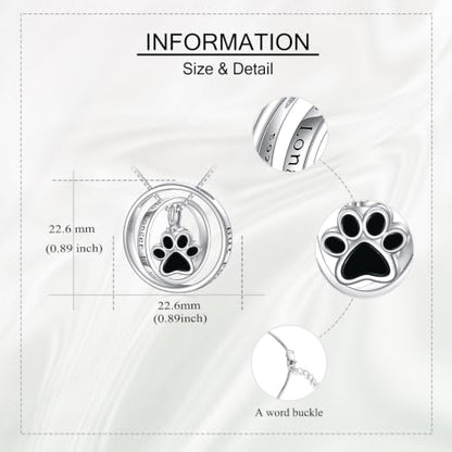 ONEFINITY Urn Necklace for Ashes 18k White Gold Plated Sunflower/Paw Print/Opal Urn Locket Necklace Cremation Jewelry Memorial Keepsake Jewelry Gifts for Women - style: Paw Print