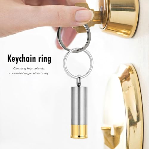 Oinsi Shotgun Shell Cremation Jewelry Urn Necklace For Ashes Of Loved Ones -Dad/Mom/Son/Grandma/Grandpa Cylinder Memorial Locket Pendant Necklace - color: Blank (Keychain)