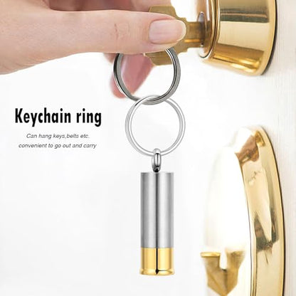 Oinsi Shotgun Shell Cremation Jewelry Urn Necklace For Ashes Of Loved Ones -Dad/Mom/Son/Grandma/Grandpa Cylinder Memorial Locket Pendant Necklace - color: Blank (Keychain)