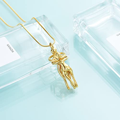 Cremation Jewelry with Angel Lady Stainless Steel Urn Necklace Pendant Memorial Ashes Keepsake for Women Girls, Filling Kit Included - color: Couple-Gold