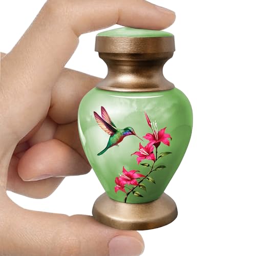 Green Hummingbird Urn for Ashes Adult Male & Female – Small Keepsake Urns for Human Ashes – Memorial Funeral Urn for Men & Women, Home Display, or Burial - color: Green, size: Small Keepsake
