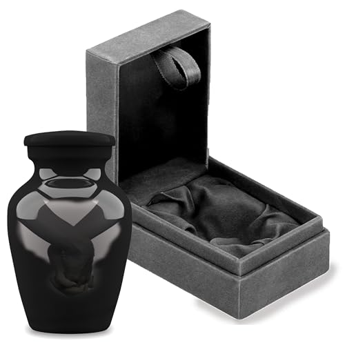 Forever URNS Mini Cremation Funeral Urn with Printed Loving Hand Theme for Human Ashes of Female & Male | 3 cu in | Small | Multicolor | Completely Handcrafted with Velvet Protection Box