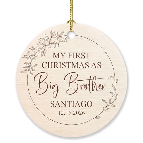 My First Christmas As Big Brother Ornament Xmas, Personalized Name Big Brother Ornament Gift for Xmas Tree 2026, Christmas Ornaments Wooden Style for Sibling Brother, 1st Xmas As Big Brother Ornament - color: My First Christmas as Big Brother #2 Ornament