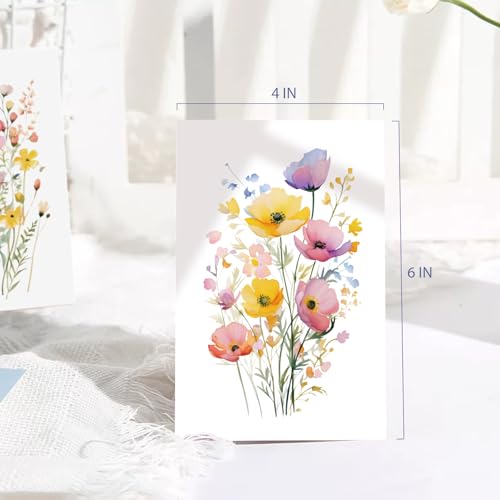 24 Floral Blank Cards and Envelopes, 4x6 Wildflower Blank Note Cards for All Occasions - Sympathy Thank You Condolences Funeral Thinking of You Mother's Day Wedding Graduation, Etc