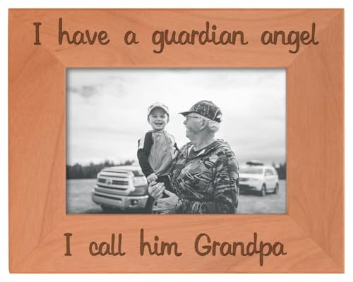 ThisWear Bereavement Grandpa Have Guardian Angel Wood Frame - Landscape 4x6 | Sentimental Photo Frame, Laser Engraved, Holds 4x6 Photo, Bereavement Gifts Grandpa - size: 4x6 Photo - Landscape