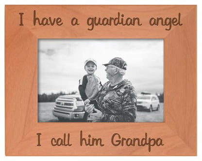 ThisWear Bereavement Grandpa Have Guardian Angel Wood Frame - Landscape 4x6 | Sentimental Photo Frame, Laser Engraved, Holds 4x6 Photo, Bereavement Gifts Grandpa - size: 4x6 Photo - Landscape