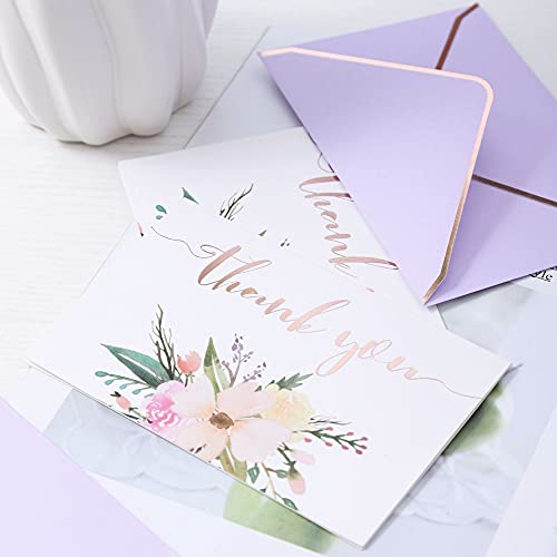 Winoo Design Heavy Duty Thank You Cards with Envelopes - 36 PK - Gold Thank You Notes 4x6 Inches Baby Shower Cards Wedding Small Business Graduation Funeral Bridal Shower (Violet) - style: Violet
