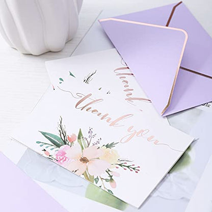 Winoo Design Heavy Duty Thank You Cards with Envelopes - 36 PK - Gold Thank You Notes 4x6 Inches Baby Shower Cards Wedding Small Business Graduation Funeral Bridal Shower (Violet) - style: Violet