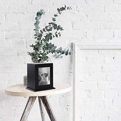 BRKURLEG Dog Urns for Ashes, Animal Wood Urn, Black - color: Black