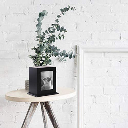 BRKURLEG Dog Urns for Ashes, Animal Wood Urn, Black - color: Black