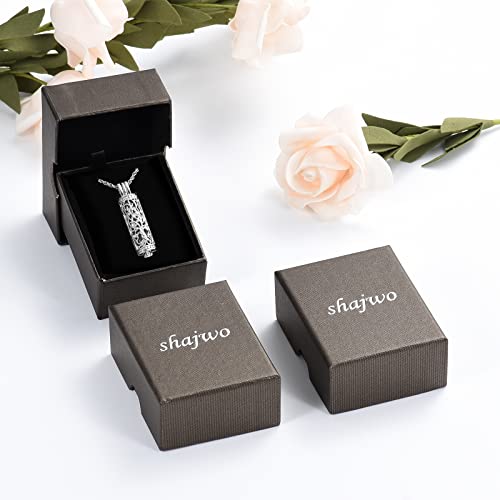 shajwo Cylinder Cremation Jewelry Tree of Life Urn Ashes Necklace for Women Men Vial Cremation Ash Pendant Loved One Memorial Jewelry - color: Black