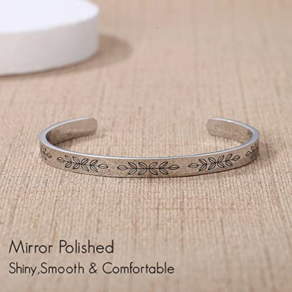 TONY & SANDY Inspirational Bracelets for Women Teen Girls Personalized Gifts for Daughter Granddaughter Mom Sister Friends Stainless Steel Engraved Cuff Birthday Easter Christmas - style: A - Memorial gifts - A piece of my heart is in heaven