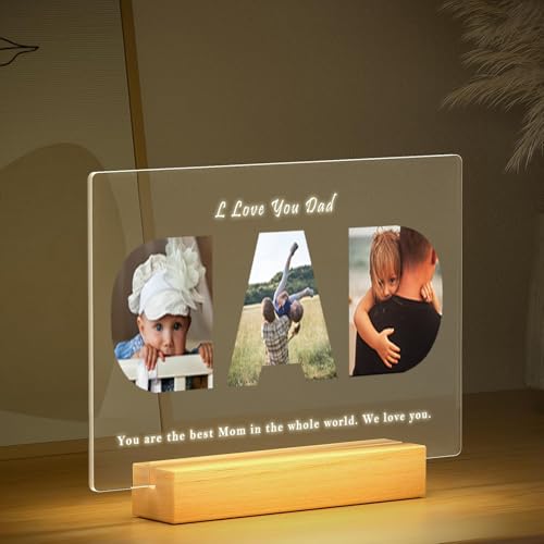 LOUISMIAA Custom Picture Frames,Personalized Photo Frame with Night Light,Customized Picture Frame,Personalized Gift for Father, Dad, Husband from Daughter, Son, Wife - color: Style 9