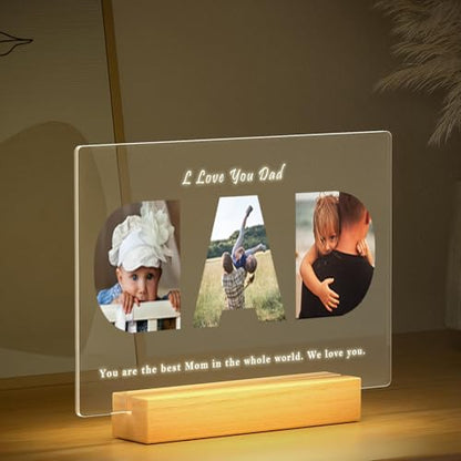 LOUISMIAA Custom Picture Frames,Personalized Photo Frame with Night Light,Customized Picture Frame,Personalized Gift for Father, Dad, Husband from Daughter, Son, Wife - color: Style 9