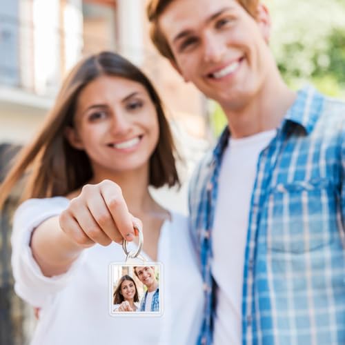 15/20 Pack Acrylic Photo Frame Keychain, Personalized Customizable Keychains, Clear Picture Keychain as Gift - color: 1.6"x 1.6"(20pack)