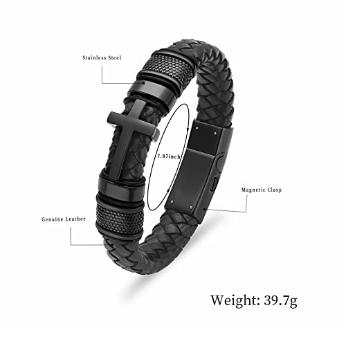shajwo Cremation Jewelry Cross Urn Bracelet for Ashes for Women Men - color: Black 20cm