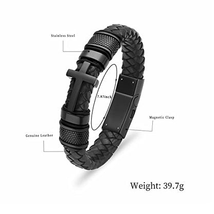 shajwo Cremation Jewelry Cross Urn Bracelet for Ashes for Women Men - color: Black 20cm