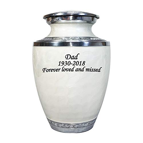Extra Large Companion Human Funeral Cremation Urn, Personalized Double Urn for Two Adults (White) - color: White