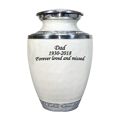 Extra Large Companion Human Funeral Cremation Urn, Personalized Double Urn for Two Adults (White) - color: White