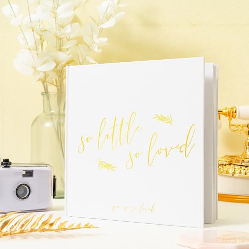 Calculs So Little So Loved Baby Shower Guest Book, Gold - color: White & Gold
