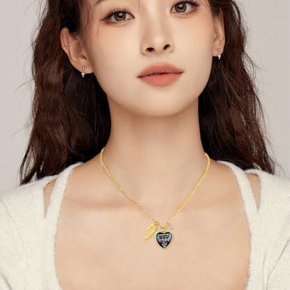 Dletay Heart Urn Necklace for Ashes Birthstones Cremation Jewelry for Ashes Stainless Steel Ash Necklace Memorial Ash Holder - color: Gold-Custom