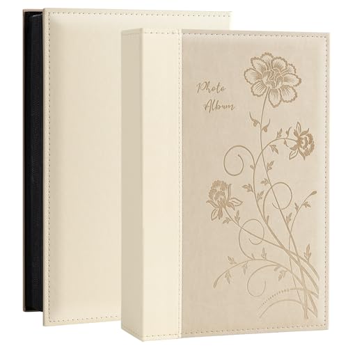 Artmag Photo Album 4x6 300 Photos, Extra Large Capacity Leather Cover Wedding Family Photo Albums Holds 300 Horizontal 4x6 Photos(Beige) - color: Beige, size: 300 Pockets