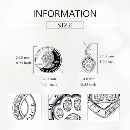 Butterfly/Dragonfly/Pet Paw/Tree of Life/Maple Leaf/Cross Urn Necklace for Ashes 925 Sterling Silver Cremation Pendant Jewelry Gifts for Women Mom - color: Paw-April