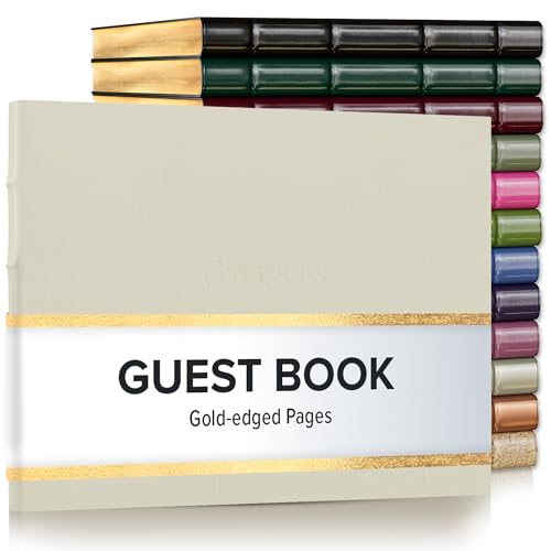 Gallery Leather Guest Book - Great for Wedding, Reception, Baby and Bridal - color: Freeport Ivory