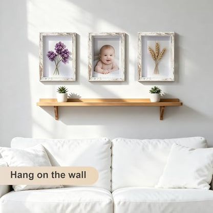 2 Pack Shadow Box Frame 11"x 14" Wood Deep Shadow Boxes Display Cases, Dried Flowers, Photos, Handicrafts Picture Frames for Wall Hanging Tabletop (Distressed White, 11"x 14") - color: Distressed White, size: 11"x 14"