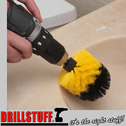 Bathroom Accessories - Bathtub Cleaner - Scrub Brush - Tub Scrubbing Brush | Cleaning Supplies - Tile Scrubber - Grout Cleaner - Sink Cleaning Brush - Shower Cleaner Brush - Fiberglass Cleaning Brush - color: Yellow, size: Full Size Drill Brush