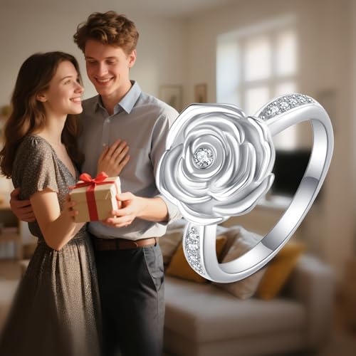Urn Ring for Ashes Sterling Silver Urn Ring Keepsake Memorial Jewelry Gifts for Women - color: rose