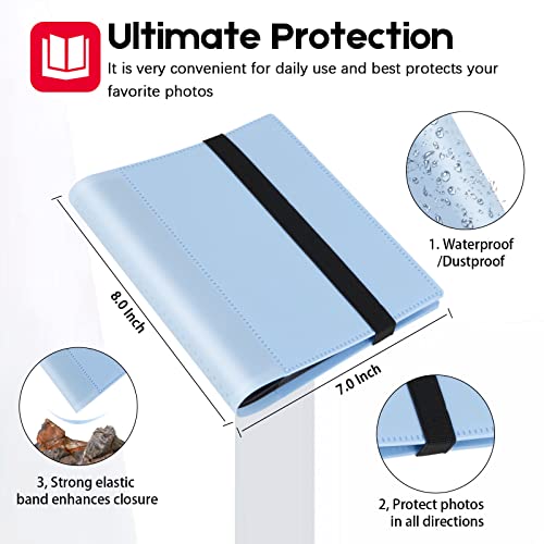 Aevdor 2 Pack 5x7 Photo Albums, Holds 128 Photos, Elastic Band Closure | Clear 5x7 Pockets, Book-Style Viewing, Family, Wedding, Baby, Travel & Graduation Photos - color: 2Pack Blue