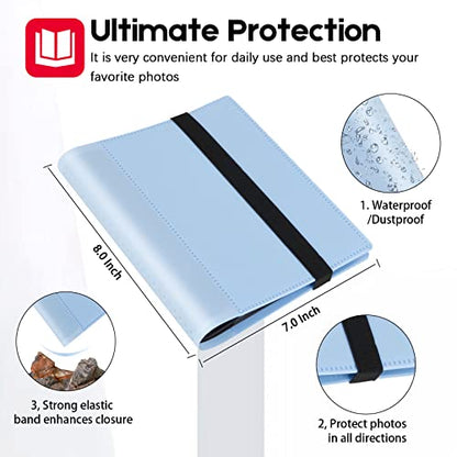 Aevdor 2 Pack 5x7 Photo Albums, Holds 128 Photos, Elastic Band Closure | Clear 5x7 Pockets, Book-Style Viewing, Family, Wedding, Baby, Travel & Graduation Photos - color: 2Pack Blue