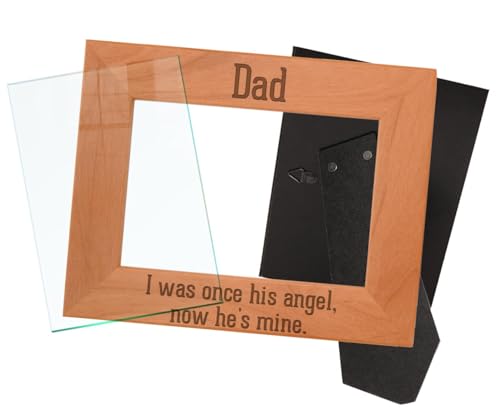 ThisWear Bereavement Dad Once Angel Now Mine Wood Frame - Landscape 5x7 - size: 5x7 Photo - Landscape