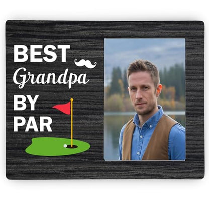Best Grandpa By Par Picture Frame, Grandpa Photo Frame from Granddaughter Grandson, Golf Wooden Frame Gifts for Men Grandpa, 4x6 inch Photo - style: Best Grandpa By Par