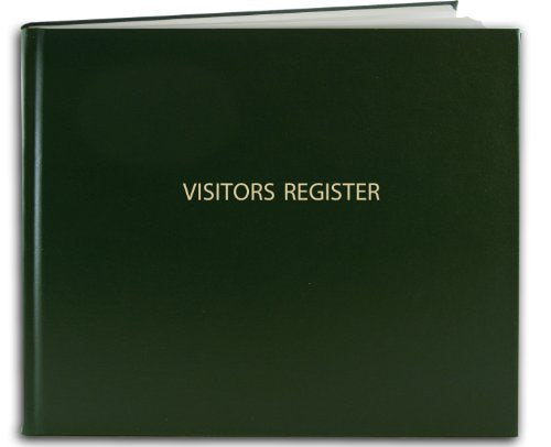 BookFactory Visitor Log Book, Green, Hardbound, 120 Pages | Visitor Register Sign-In Book, Section Sewn, 8 7/8'' x 7'' - Made in USA - color: Green