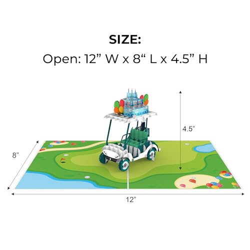 iGifts And Cards Hole-in-One Golf Cart 3D Pop-Up Card Birthday Fun 6"x8" | Friend, Coworker, Coach, Surprise Bday Greeting, Golf Lover, Sports Theme, Outdoor Celebration, Keep Swinging, With Notecard - color: Golf Cart Birthday