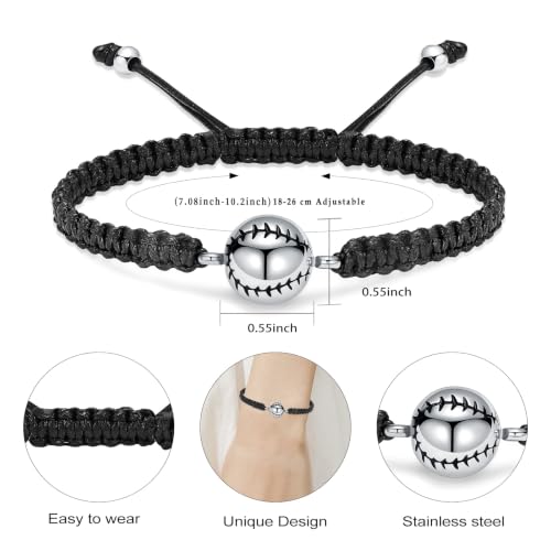 Hearbeingt Baseball Urn Bracelet for Ashes Cremation Jewelry for Women Men - color: Silver