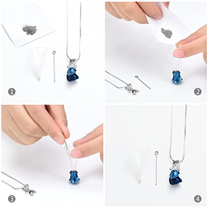 Rose Flower Cremation Urn Necklace for Ashes Stainless Steel Memorial Cremation Ash Jewelry Keepsake Pendant Necklace for Women Girl - color: Blue