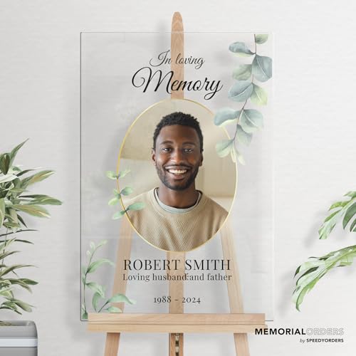 In Loving Memory Sign With Photo - Custom Eucalyptus Funeral Welcome Sign - Personalized Sign Perfect For Celebrating The Life Of Your Late Loved One - color: Sign 8