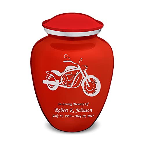 Adult Personalized Motorcycle Cremation Urns for Human Ashes I Large Bright Red Funeral Urn for Men and Women I 200 lbs - color: Bright Red